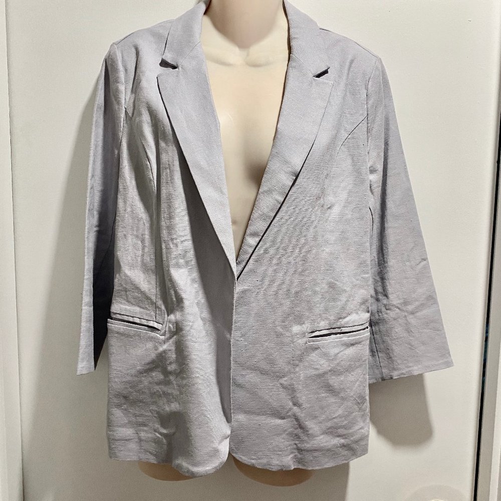 (6) - Skies Are Blue Nordstrom Linen/Rayon Stretch Lavender Open Front B…